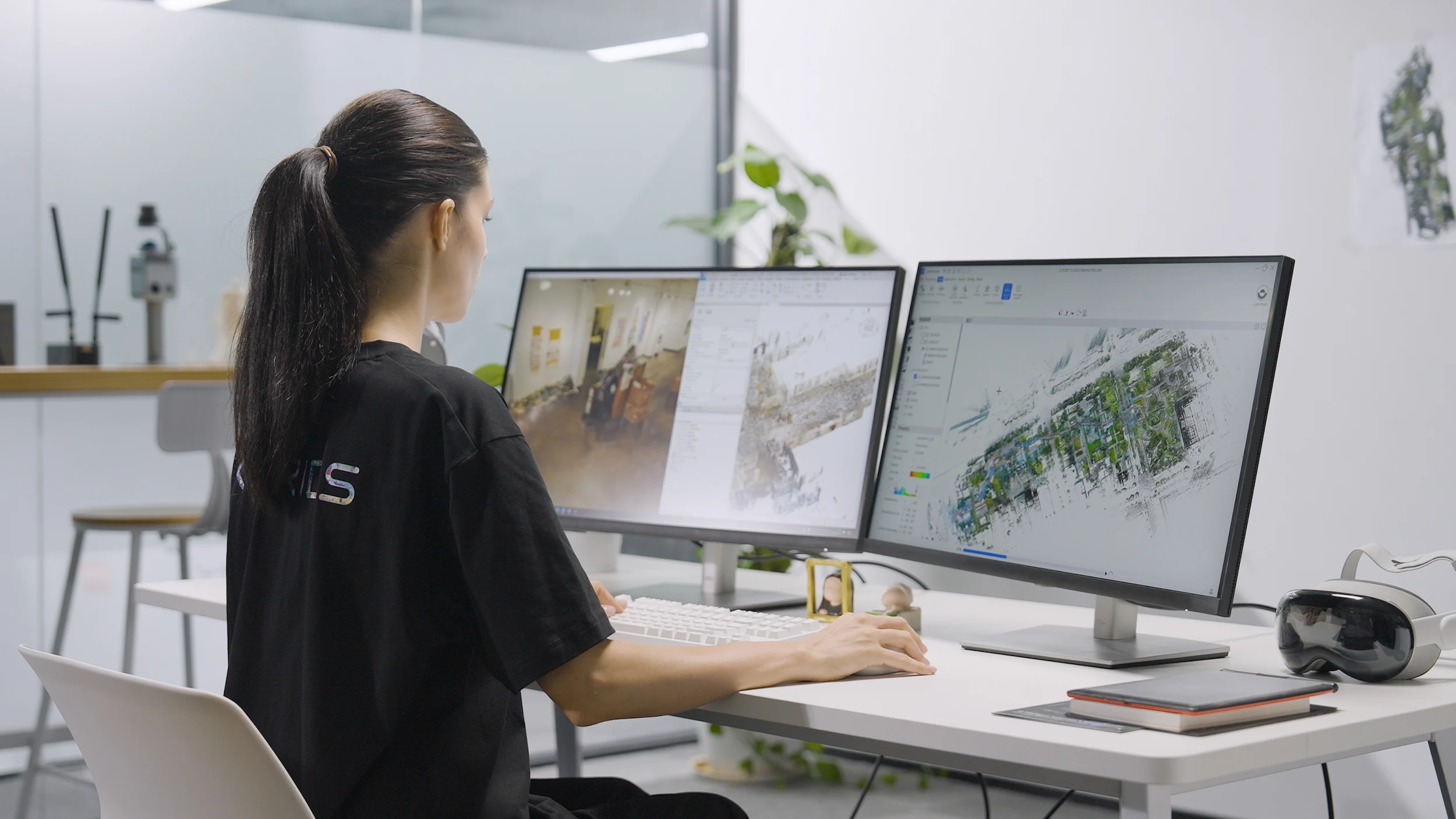 Point cloud processing session on screen